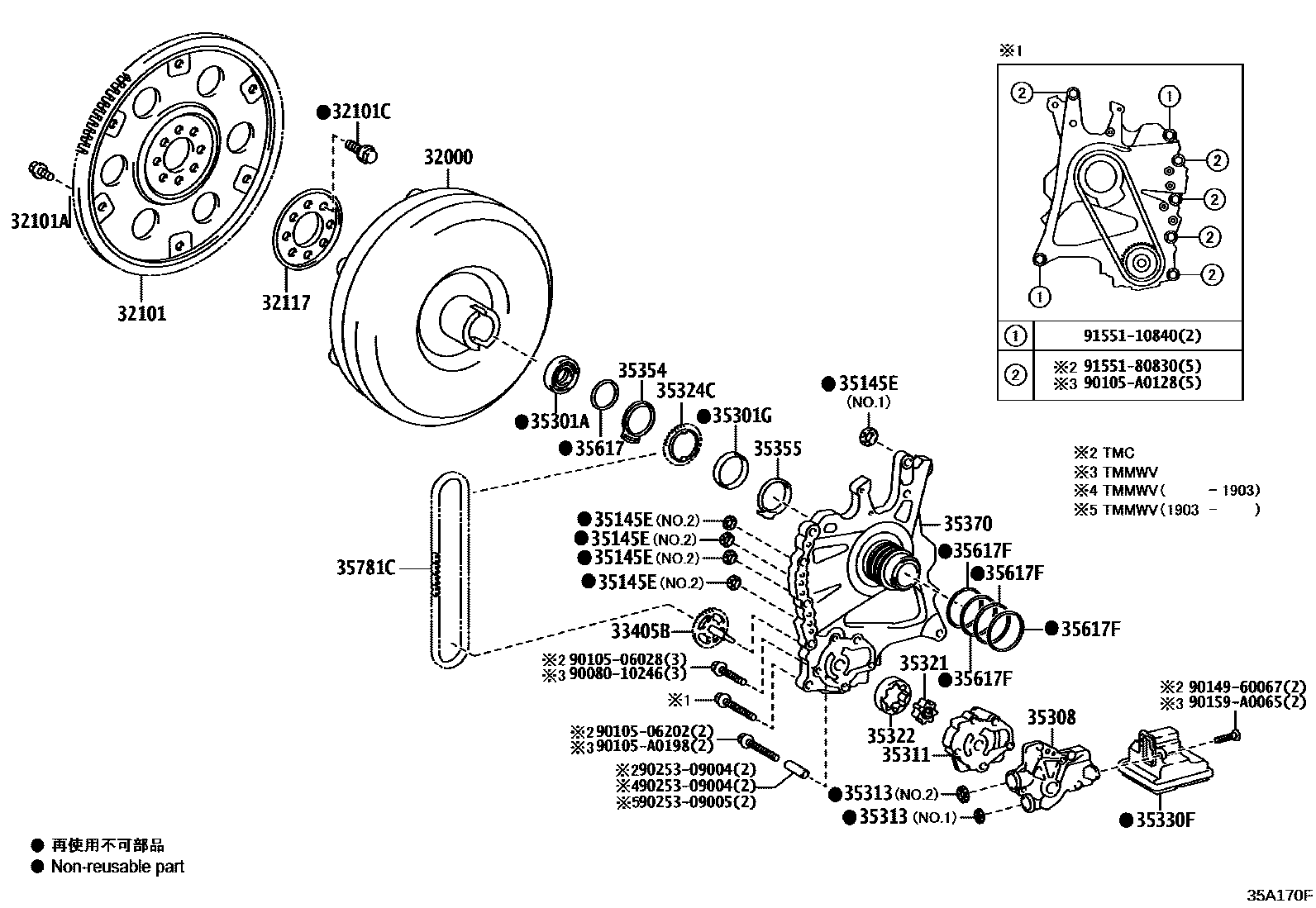3502 — TORQUE CONVERTER, FRONT OIL PUMP & CHAIN (ATM)
