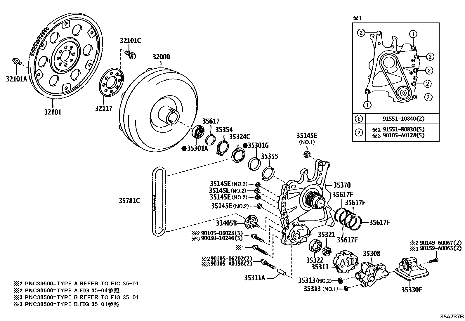 3502 — TORQUE CONVERTER, FRONT OIL PUMP & CHAIN (ATM)
