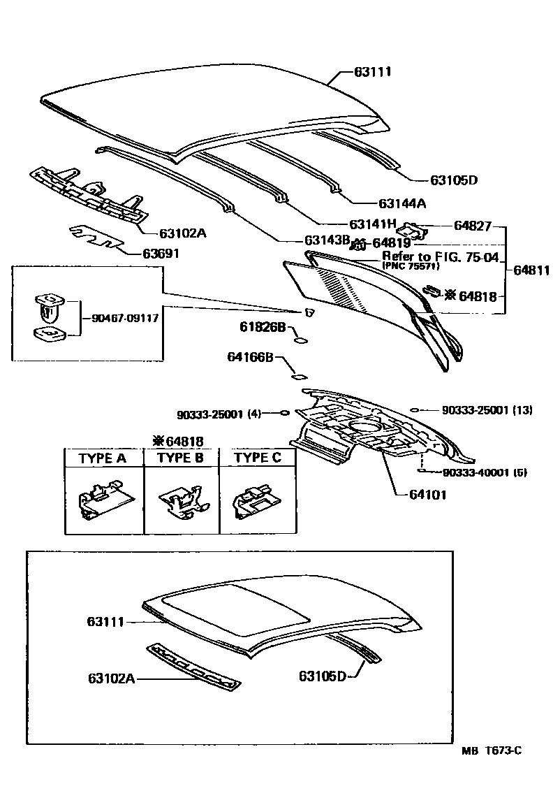 6104 — ROOF PANEL & BACK WINDOW GLASS