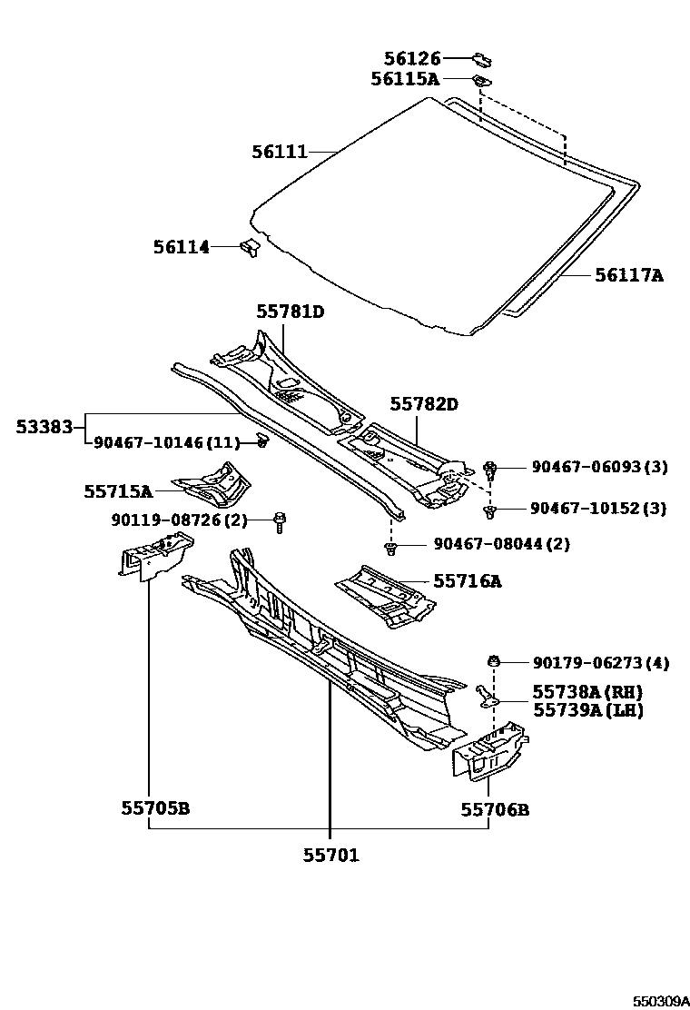 5503 — COWL PANEL & WINDSHIELD GLASS