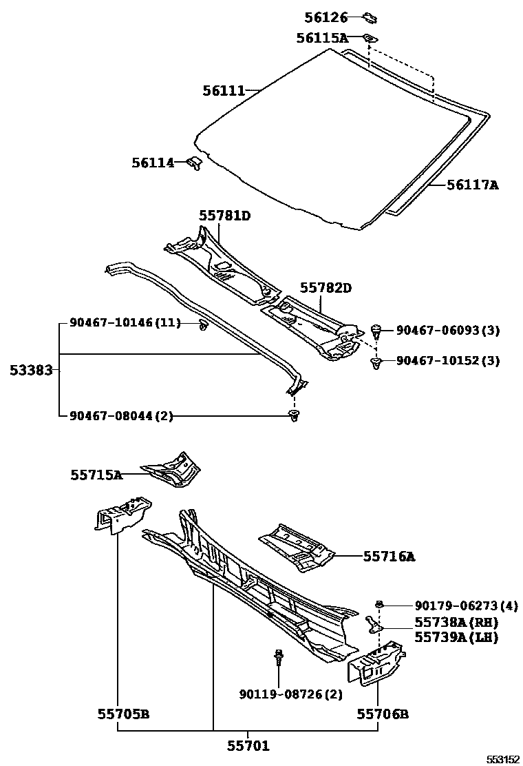 5503 — COWL PANEL & WINDSHIELD GLASS