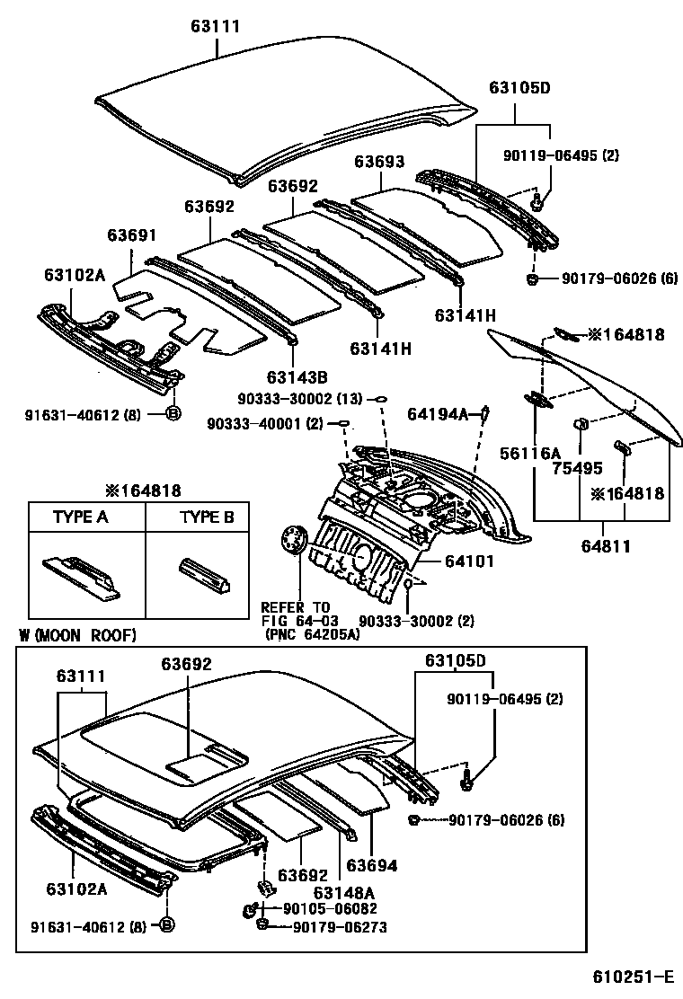 6104 — ROOF PANEL & BACK WINDOW GLASS