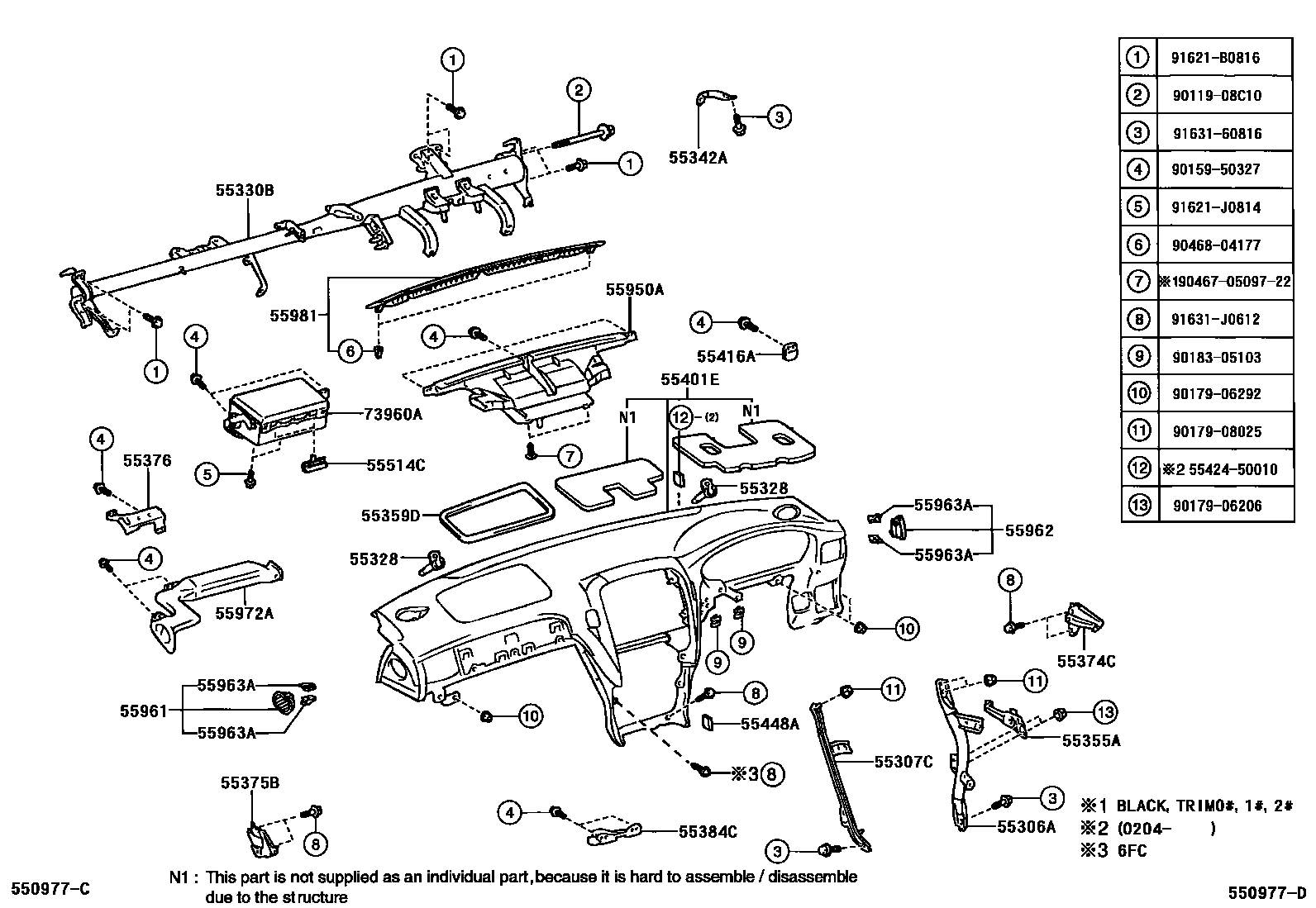 5501 — INSTRUMENT PANEL & GLOVE COMPARTMENT