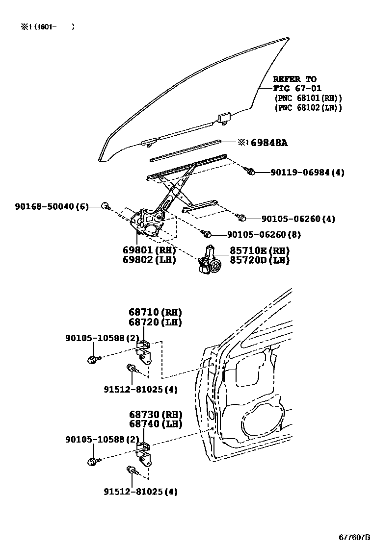6704 — FRONT DOOR WINDOW REGULATOR & HINGE