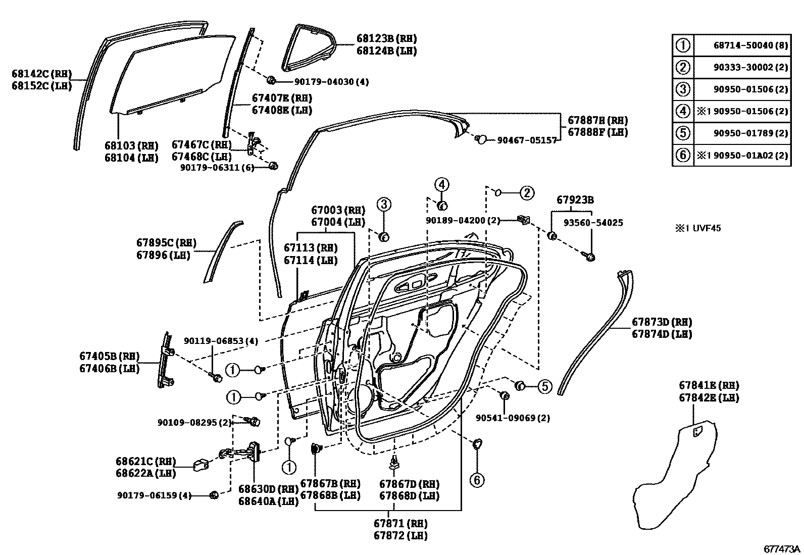 6705 — REAR DOOR PANEL & GLASS