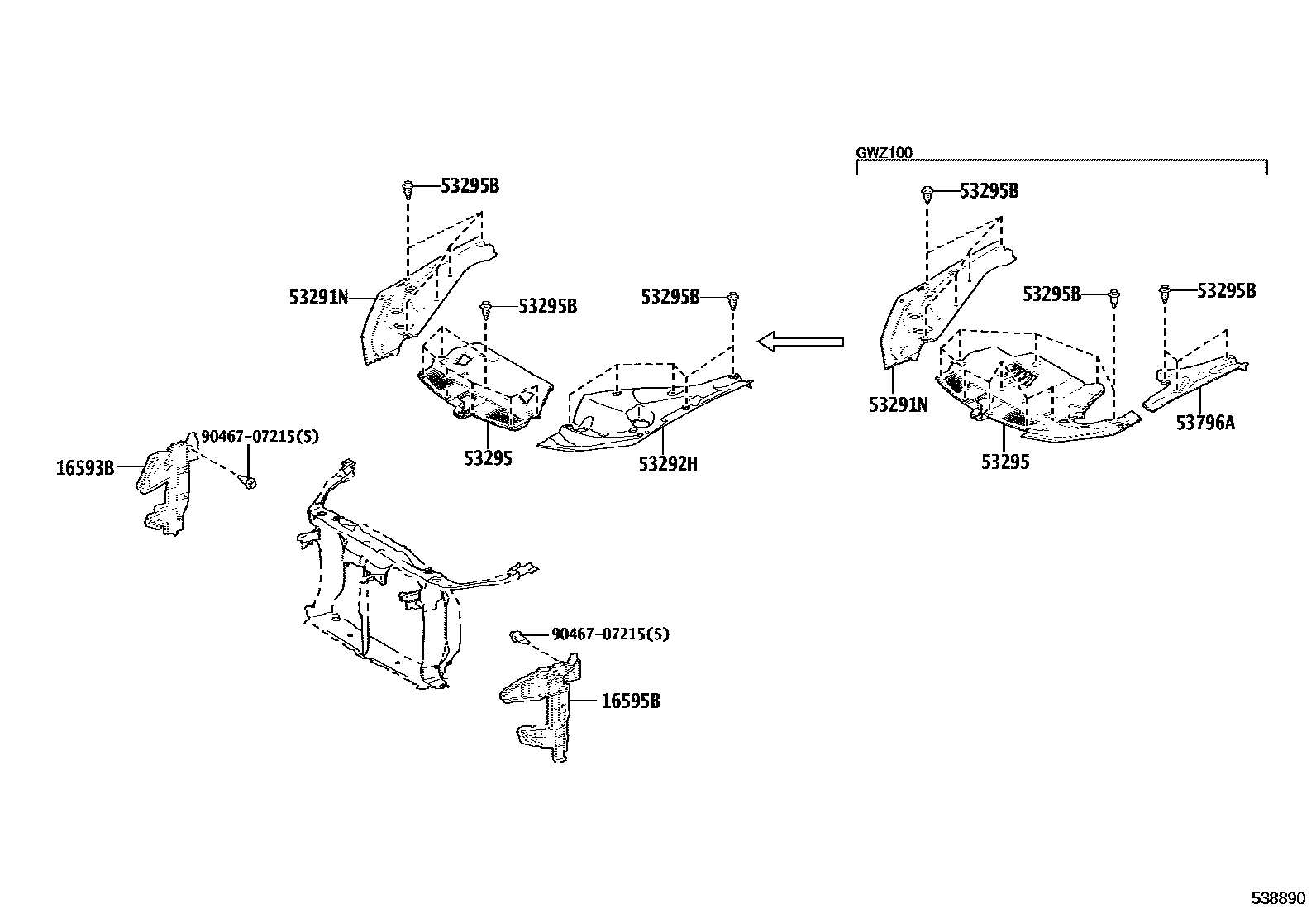 5304 — FRONT FENDER APRON & DASH PANEL