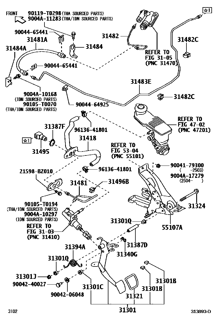 3102 — CLUTCH PEDAL & FLEXIBLE HOSE