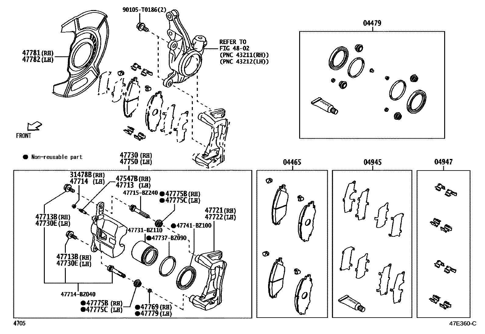 4705 — FRONT DISC BRAKE CALIPER & DUST COVER