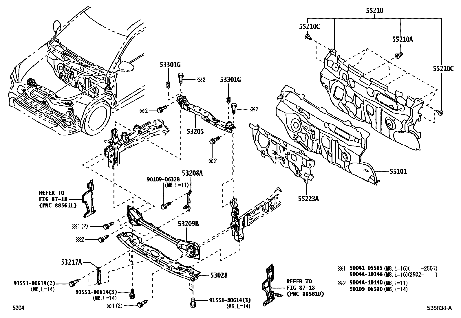5304 — FRONT FENDER APRON & DASH PANEL