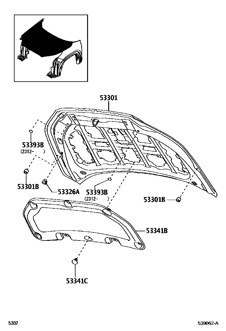 5302 — HOOD & FRONT FENDER