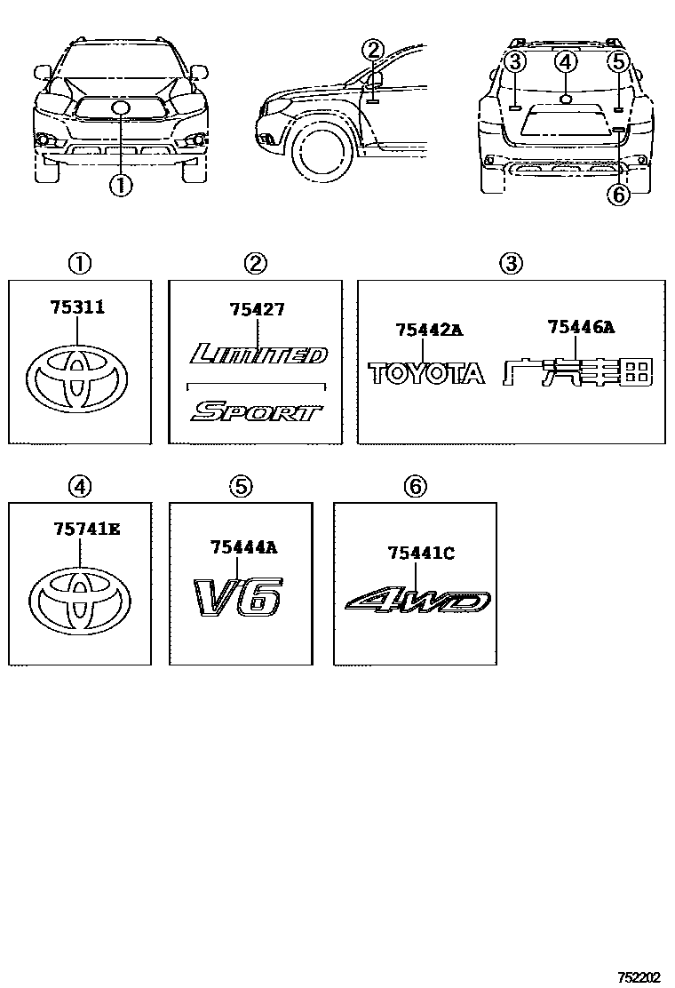 7501 — EMBLEM & NAME PLATE (EXTERIOR & INTERIOR)