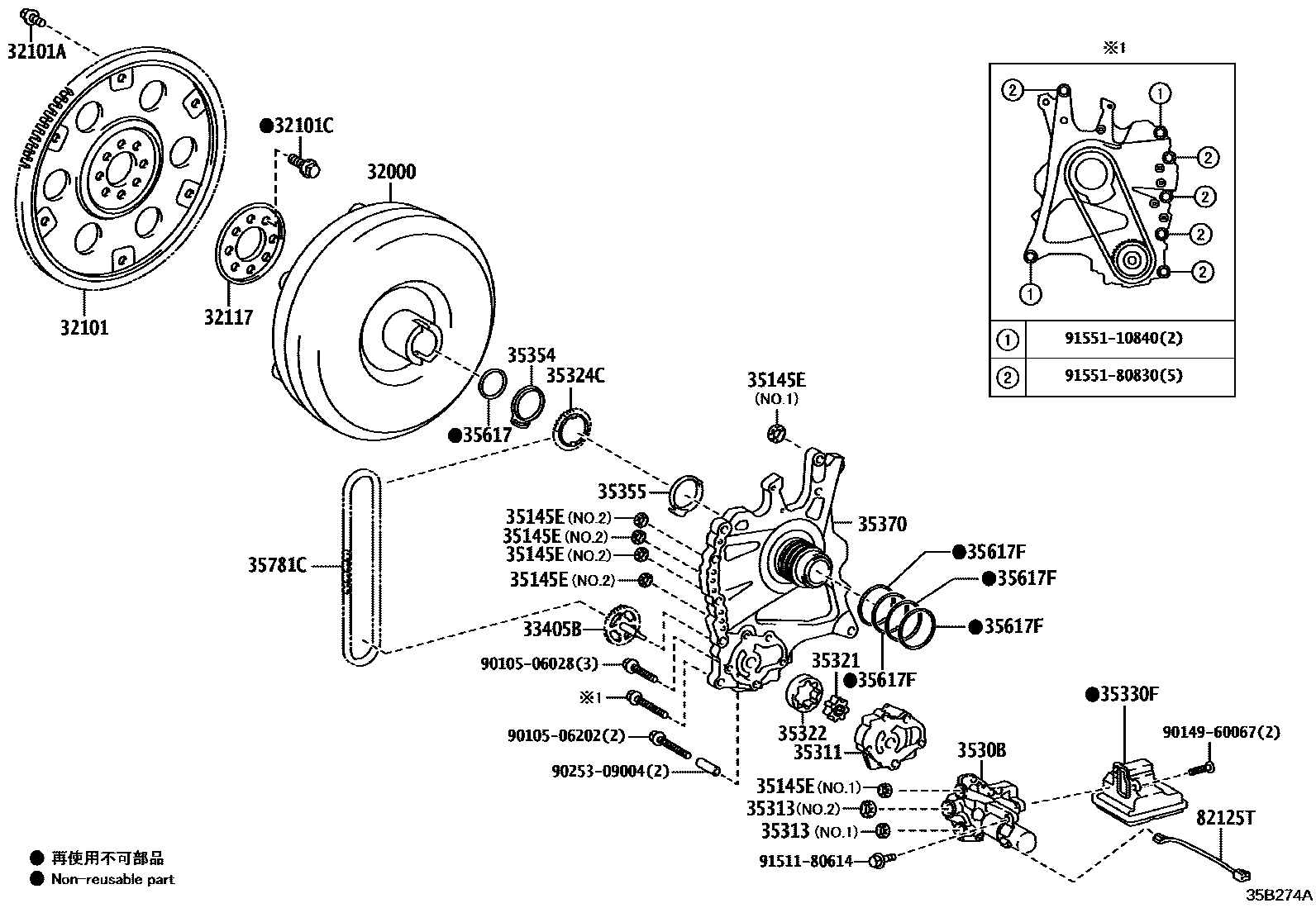 3502 — TORQUE CONVERTER, FRONT OIL PUMP & CHAIN (ATM)