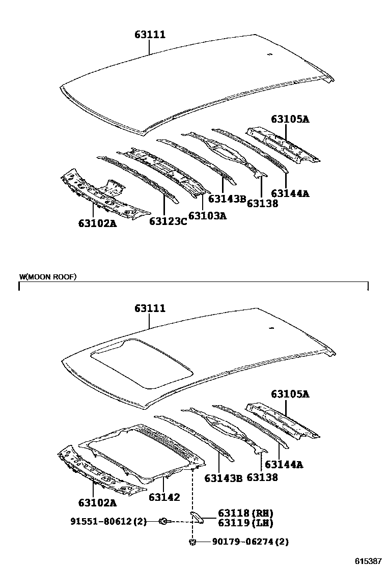 6104 — ROOF PANEL & BACK WINDOW GLASS