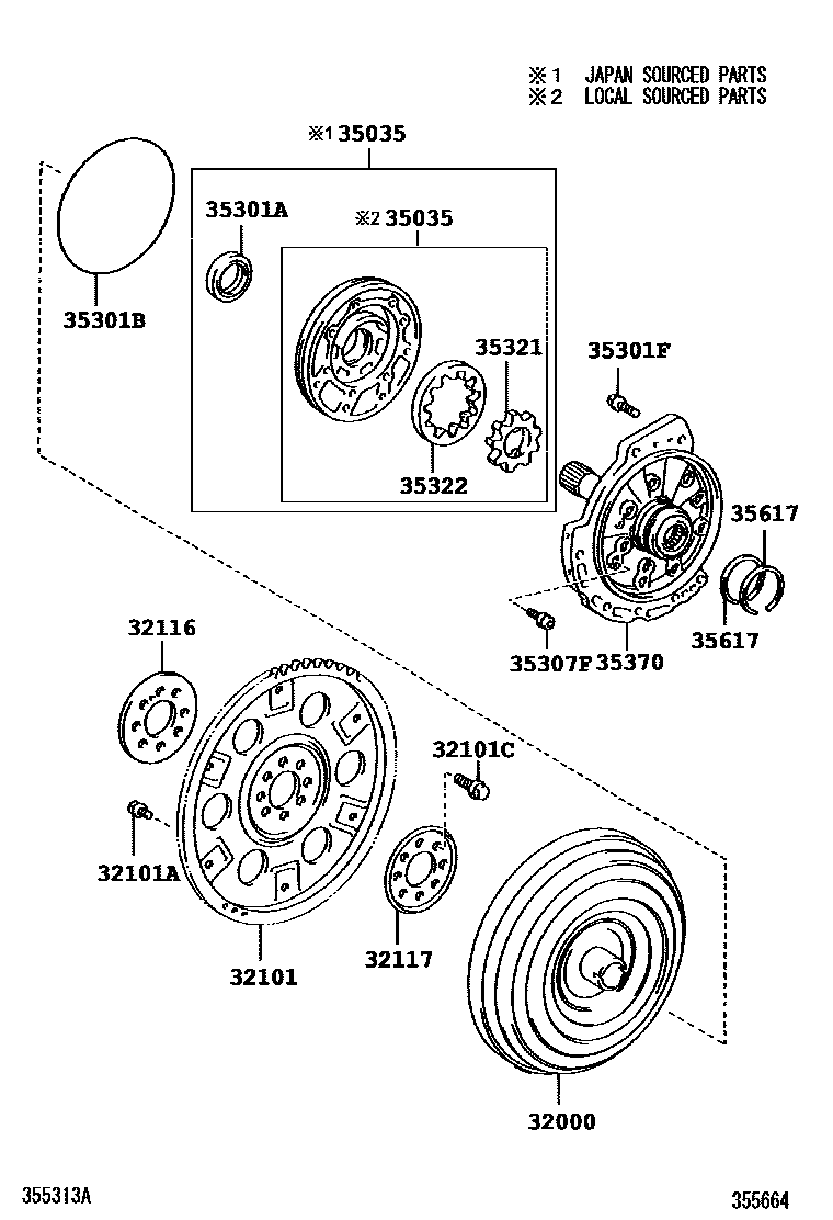 3502 — TORQUE CONVERTER, FRONT OIL PUMP & CHAIN (ATM)
