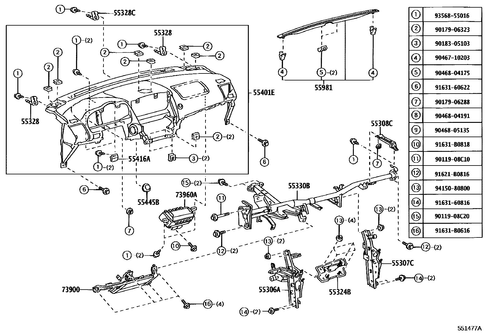 5501 — INSTRUMENT PANEL & GLOVE COMPARTMENT