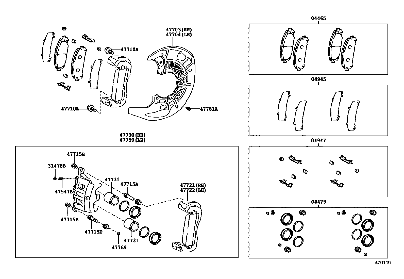 4705 — FRONT DISC BRAKE CALIPER & DUST COVER