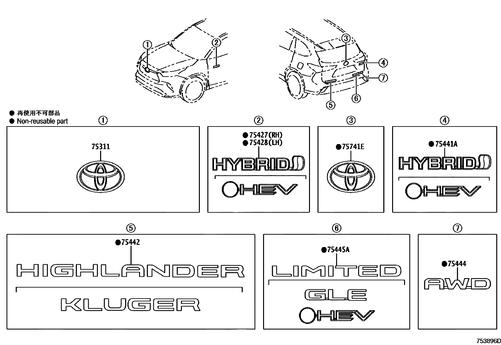 7501 — EMBLEM & NAME PLATE (EXTERIOR & INTERIOR)
