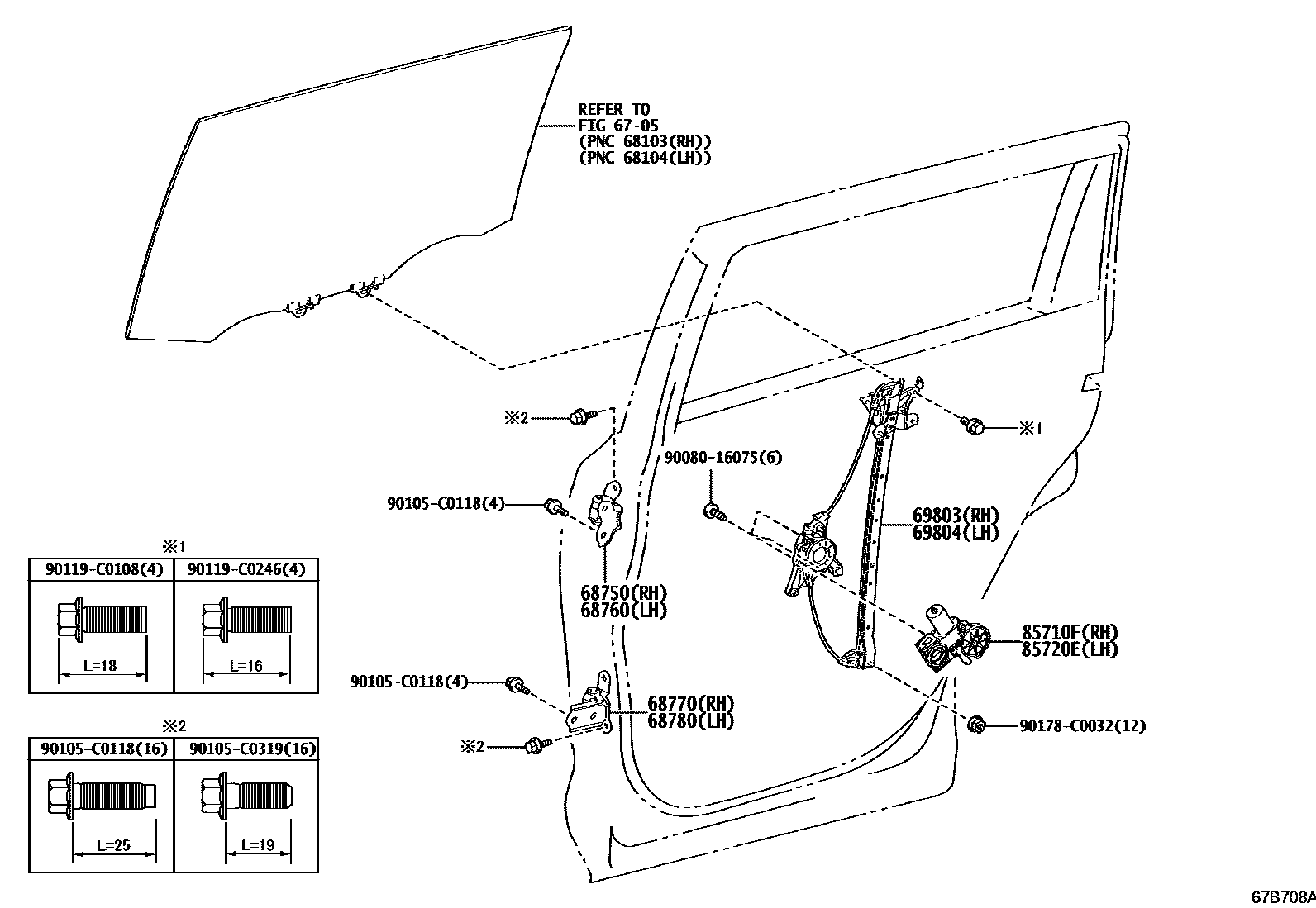 6707 — REAR DOOR WINDOW REGULATOR & HINGE