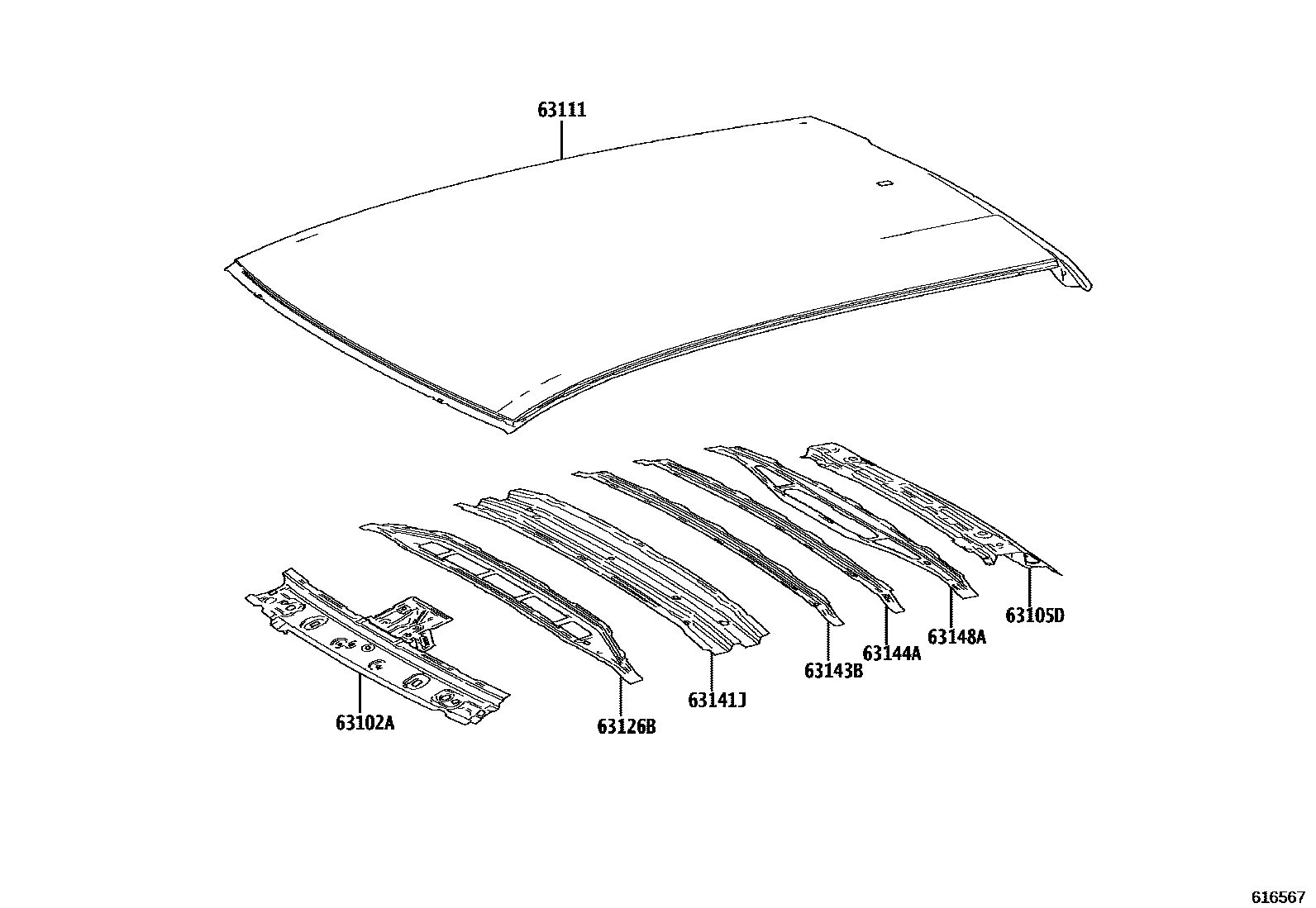 6104 — ROOF PANEL & BACK WINDOW GLASS