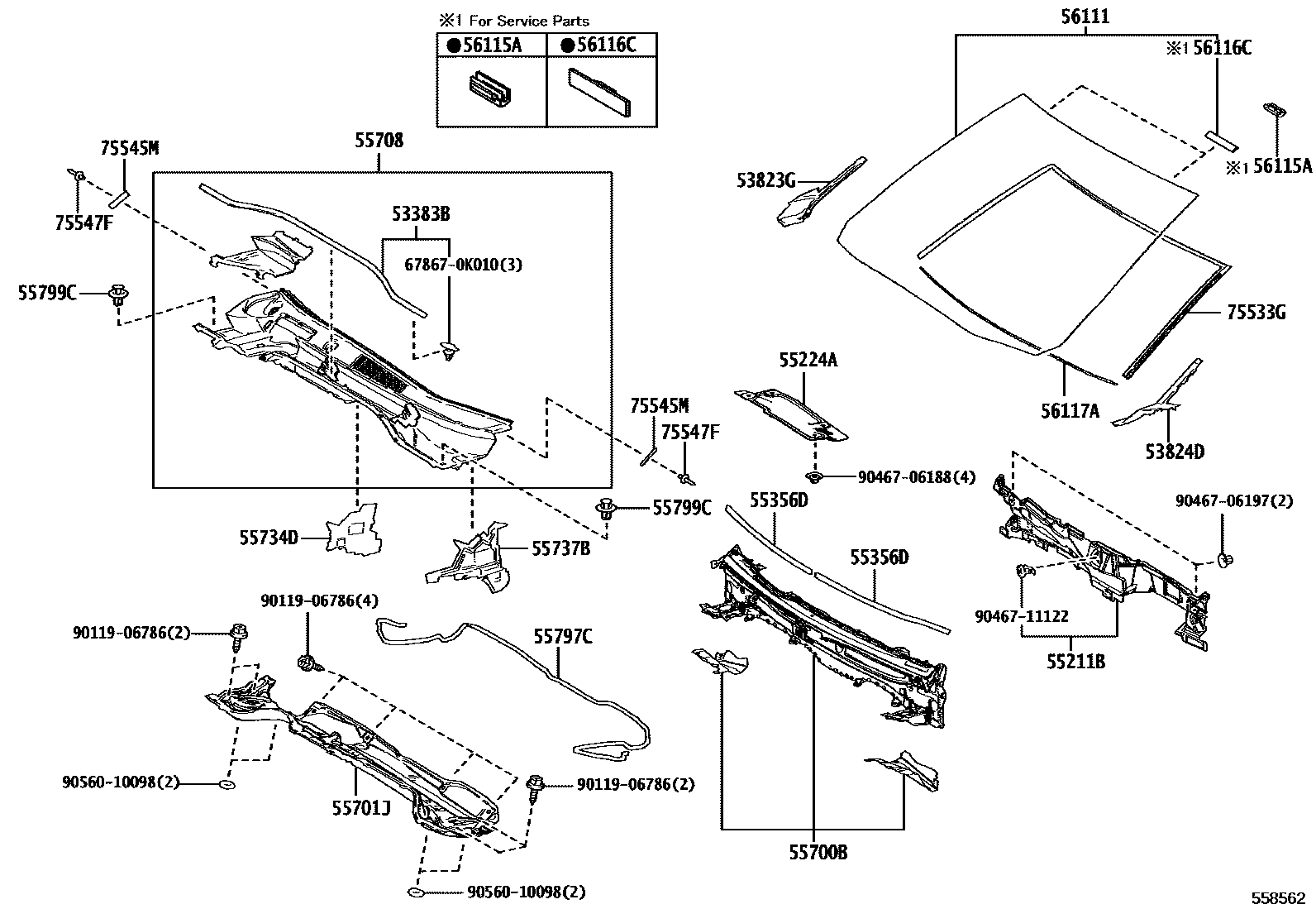 5503 — COWL PANEL & WINDSHIELD GLASS