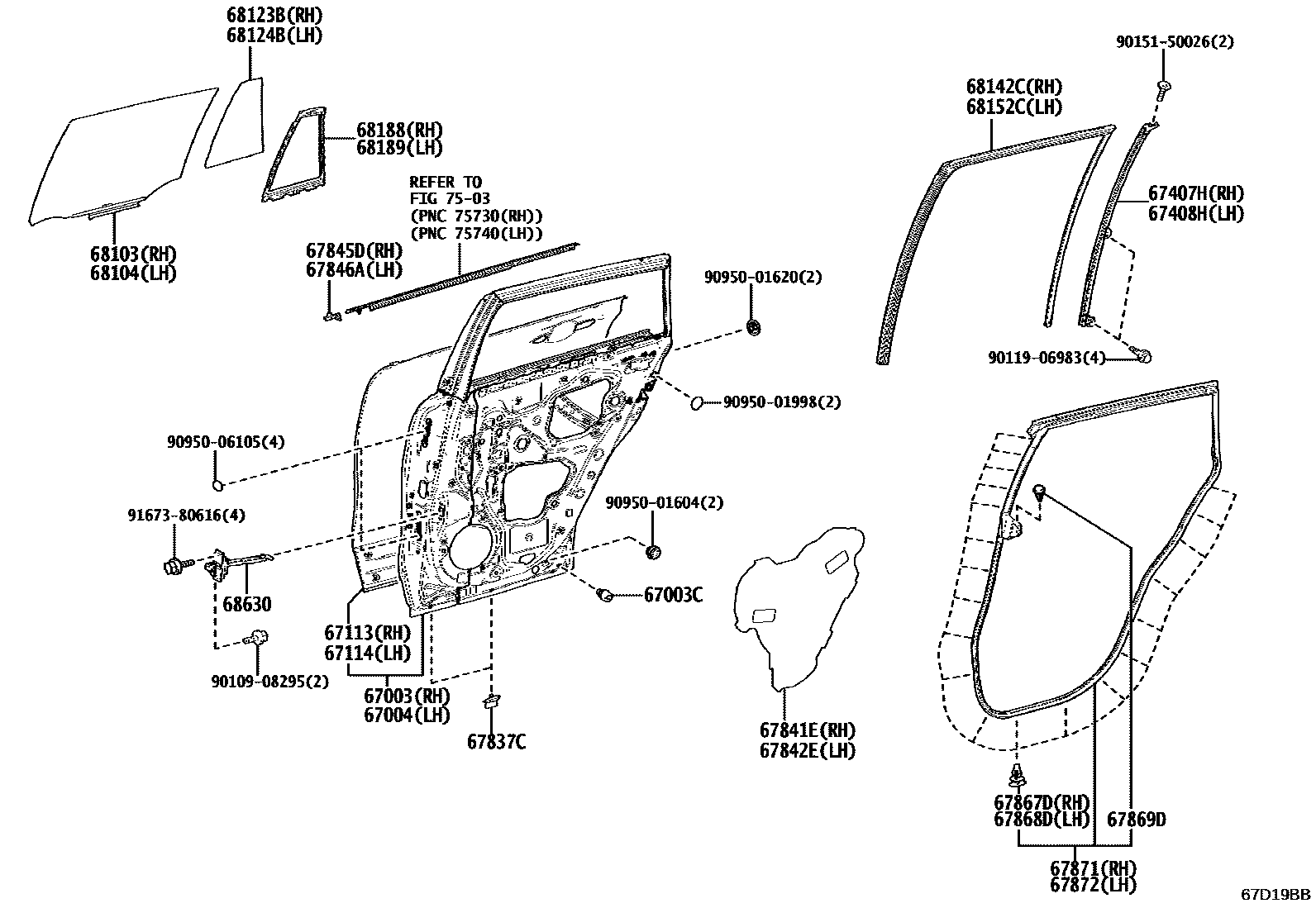 6705 — REAR DOOR PANEL & GLASS