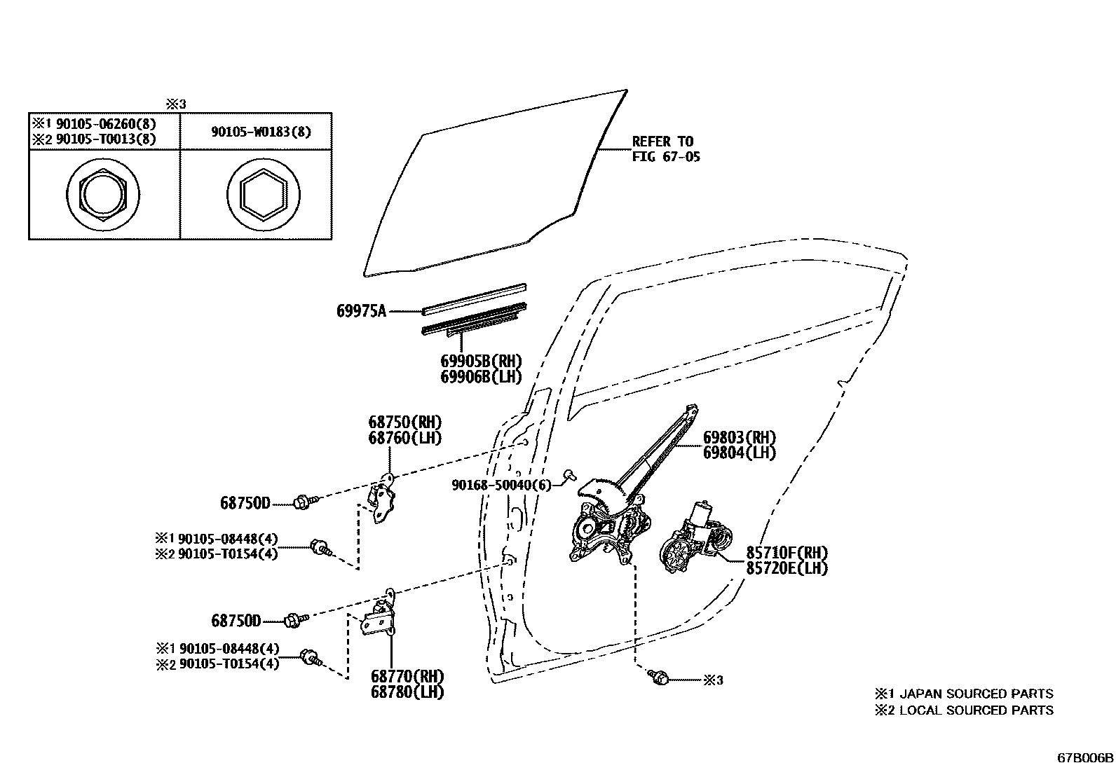 6707 — REAR DOOR WINDOW REGULATOR & HINGE