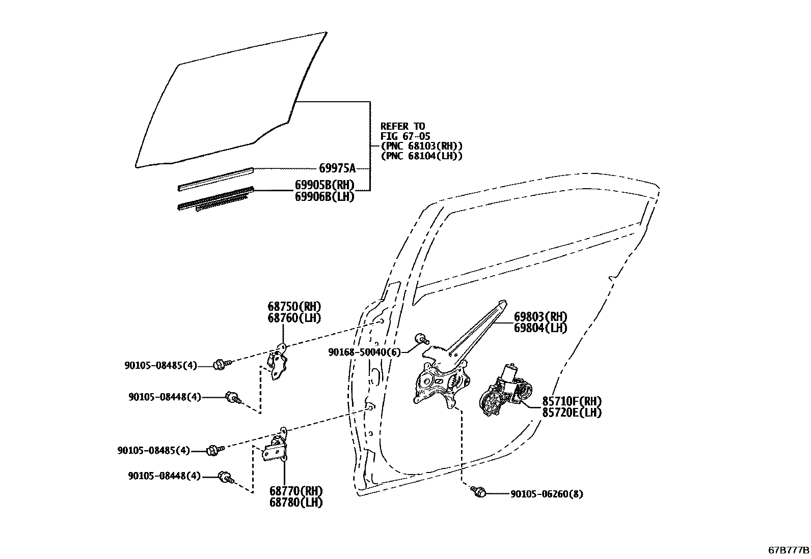 6707 — REAR DOOR WINDOW REGULATOR & HINGE