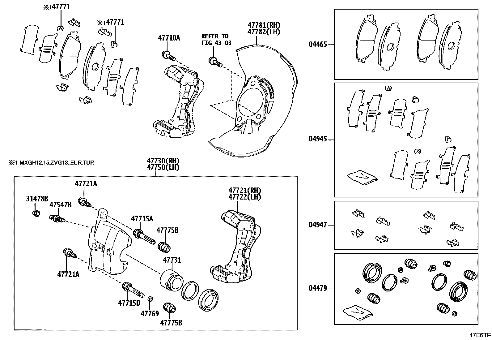 4705 — FRONT DISC BRAKE CALIPER & DUST COVER