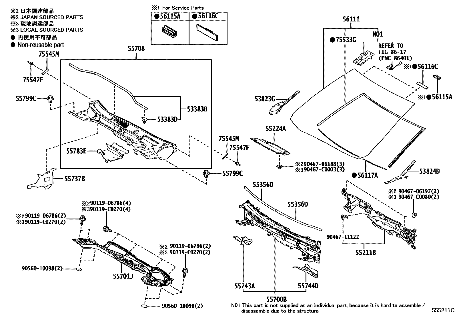 5503 — COWL PANEL & WINDSHIELD GLASS