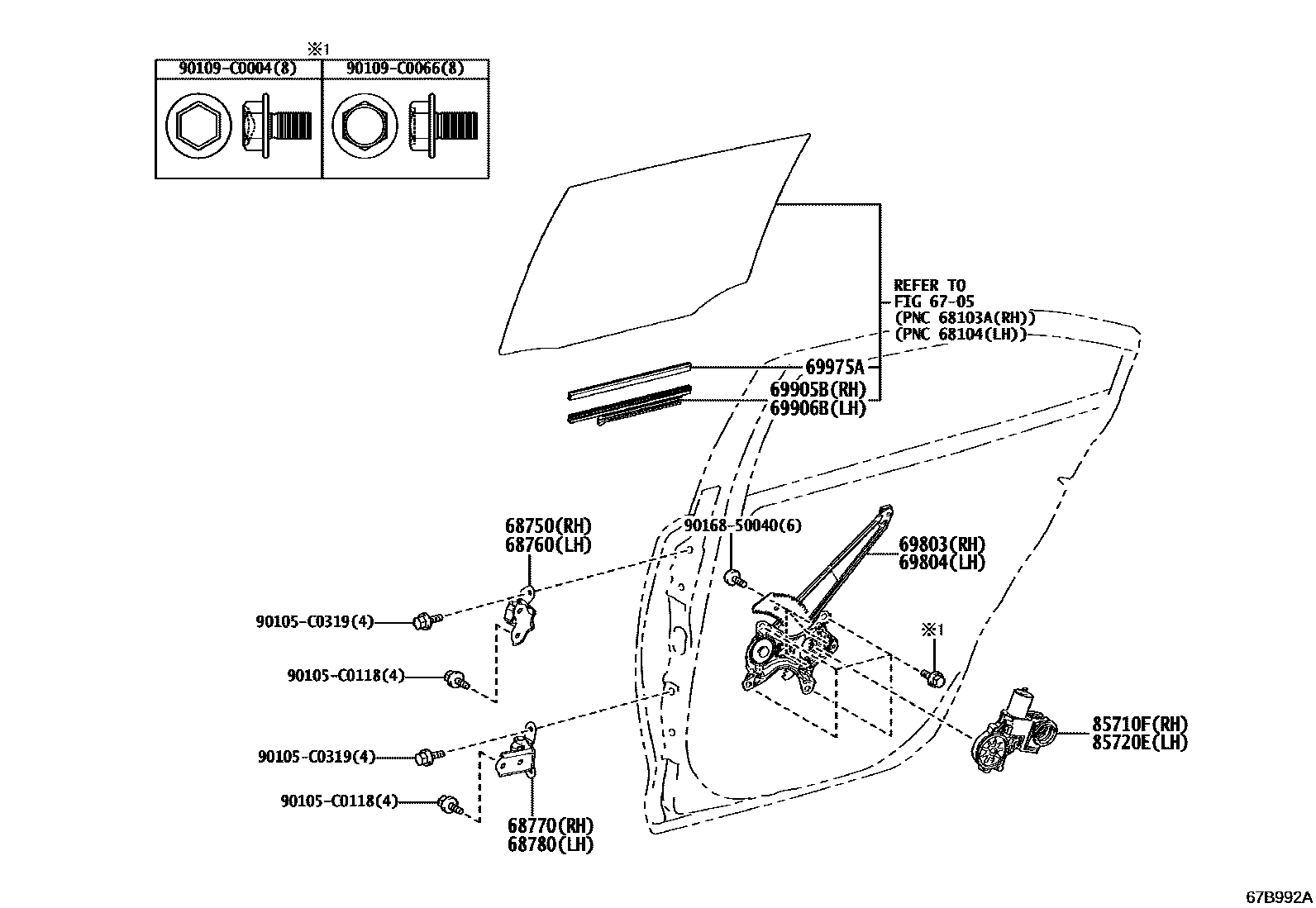 6707 — REAR DOOR WINDOW REGULATOR & HINGE
