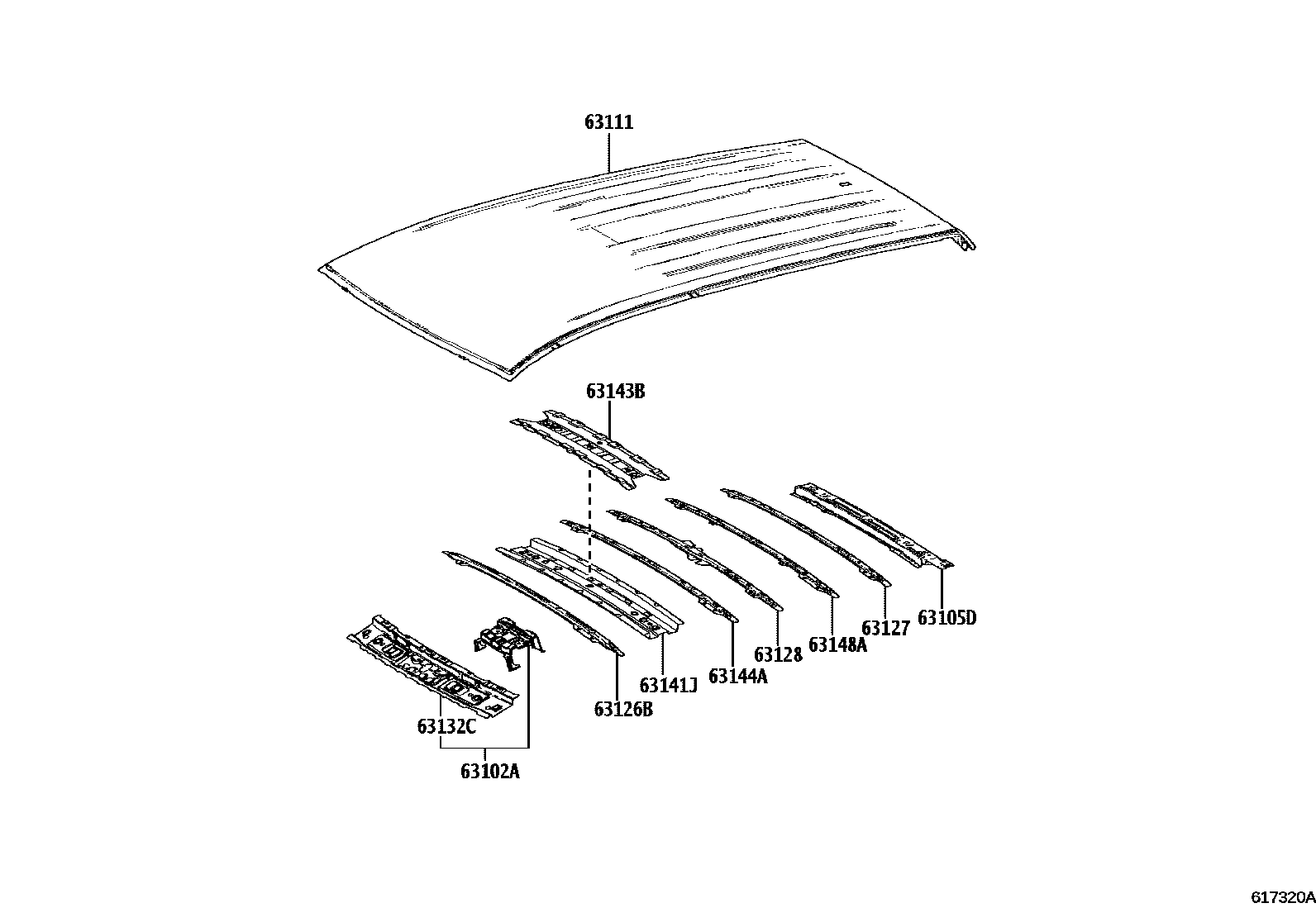 6104 — ROOF PANEL & BACK WINDOW GLASS
