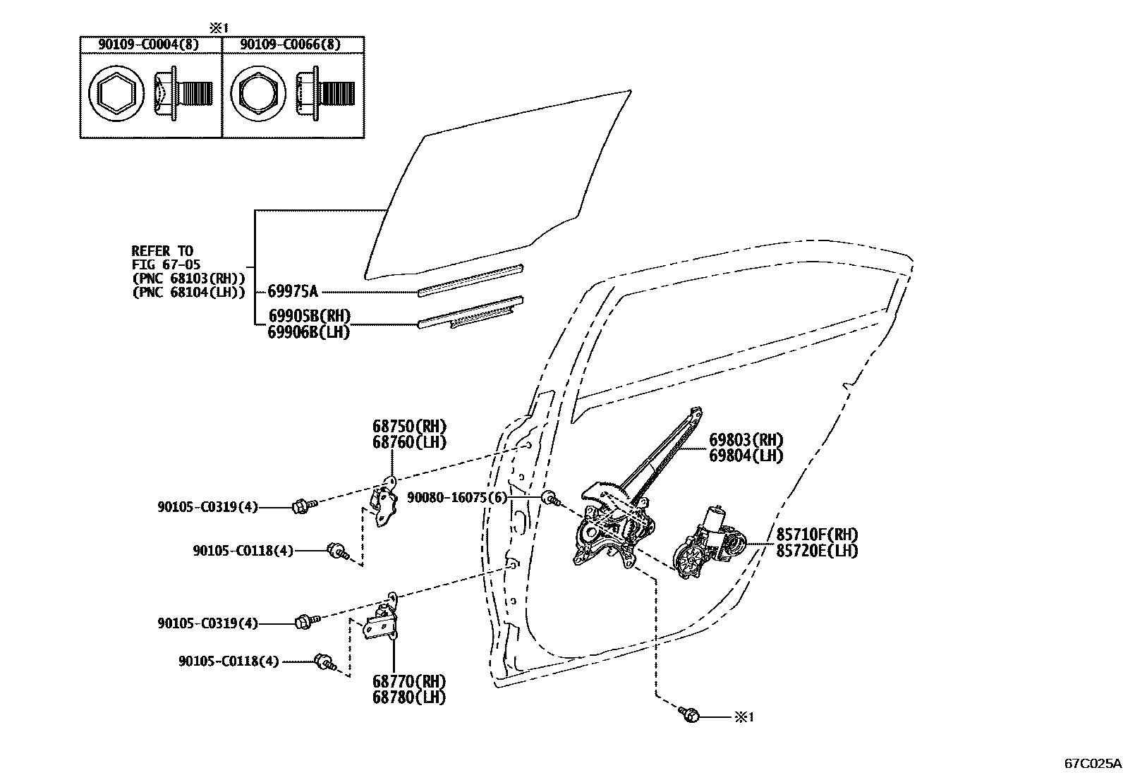 6707 — REAR DOOR WINDOW REGULATOR & HINGE