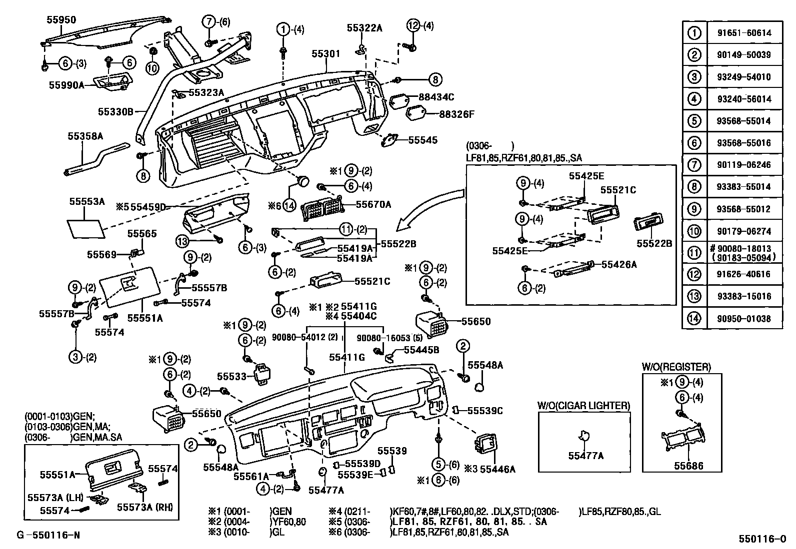 5551 — INSTRUMENT PANEL & GLOVE COMPARTMENT