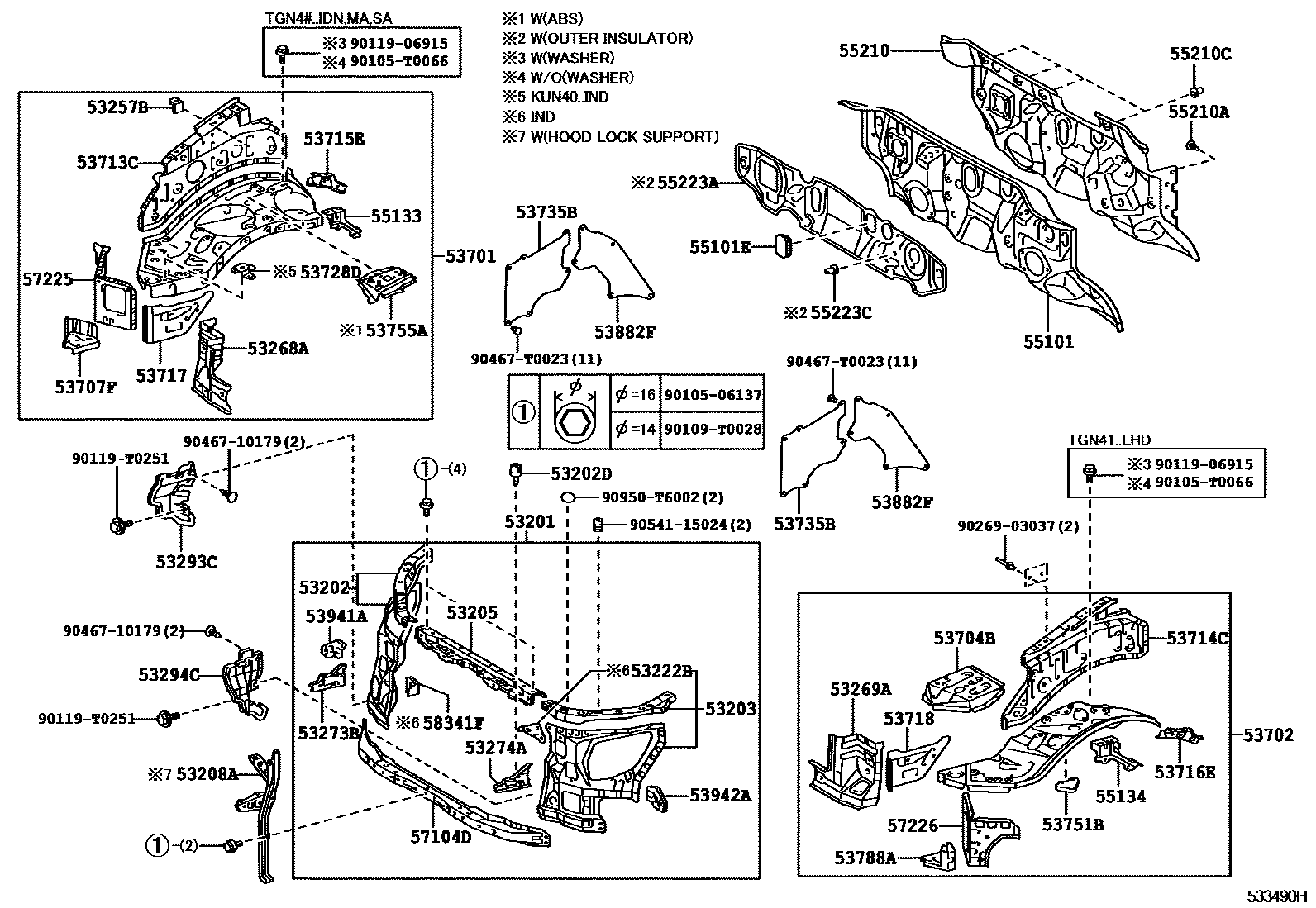 5355 — FRONT FENDER APRON & DASH PANEL