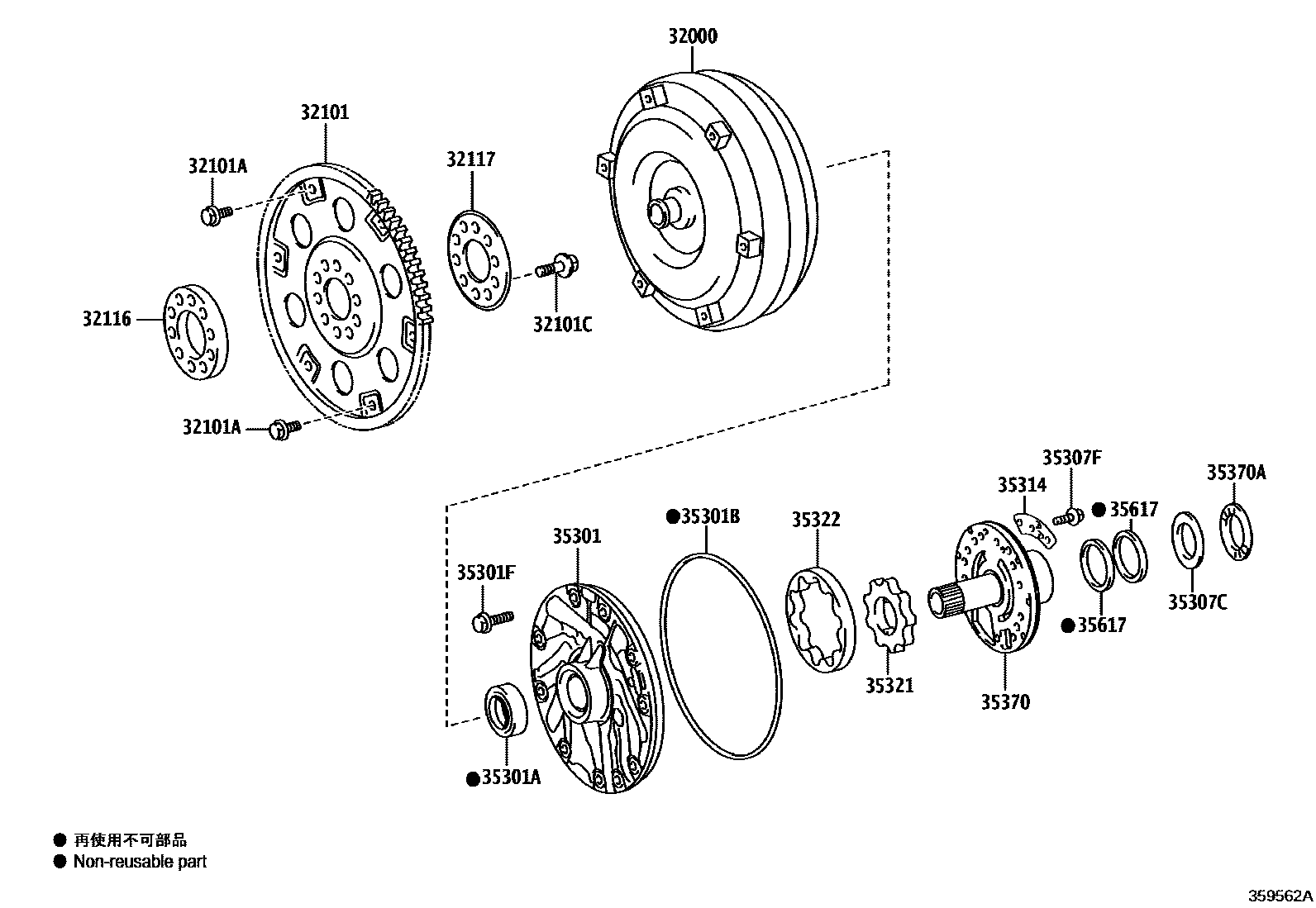 3502 — TORQUE CONVERTER, FRONT OIL PUMP & CHAIN (ATM)