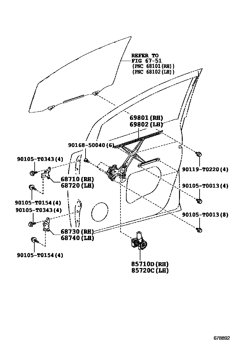 6754 — FRONT DOOR WINDOW REGULATOR & HINGE