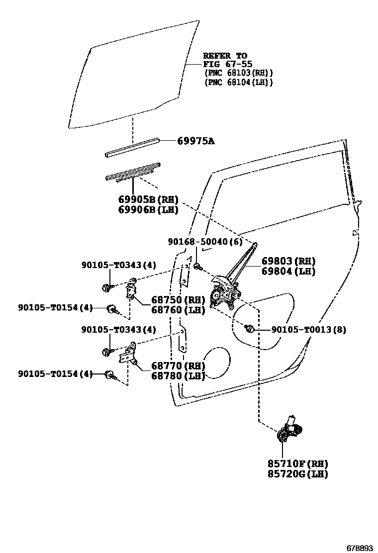 6757 — REAR DOOR WINDOW REGULATOR & HINGE