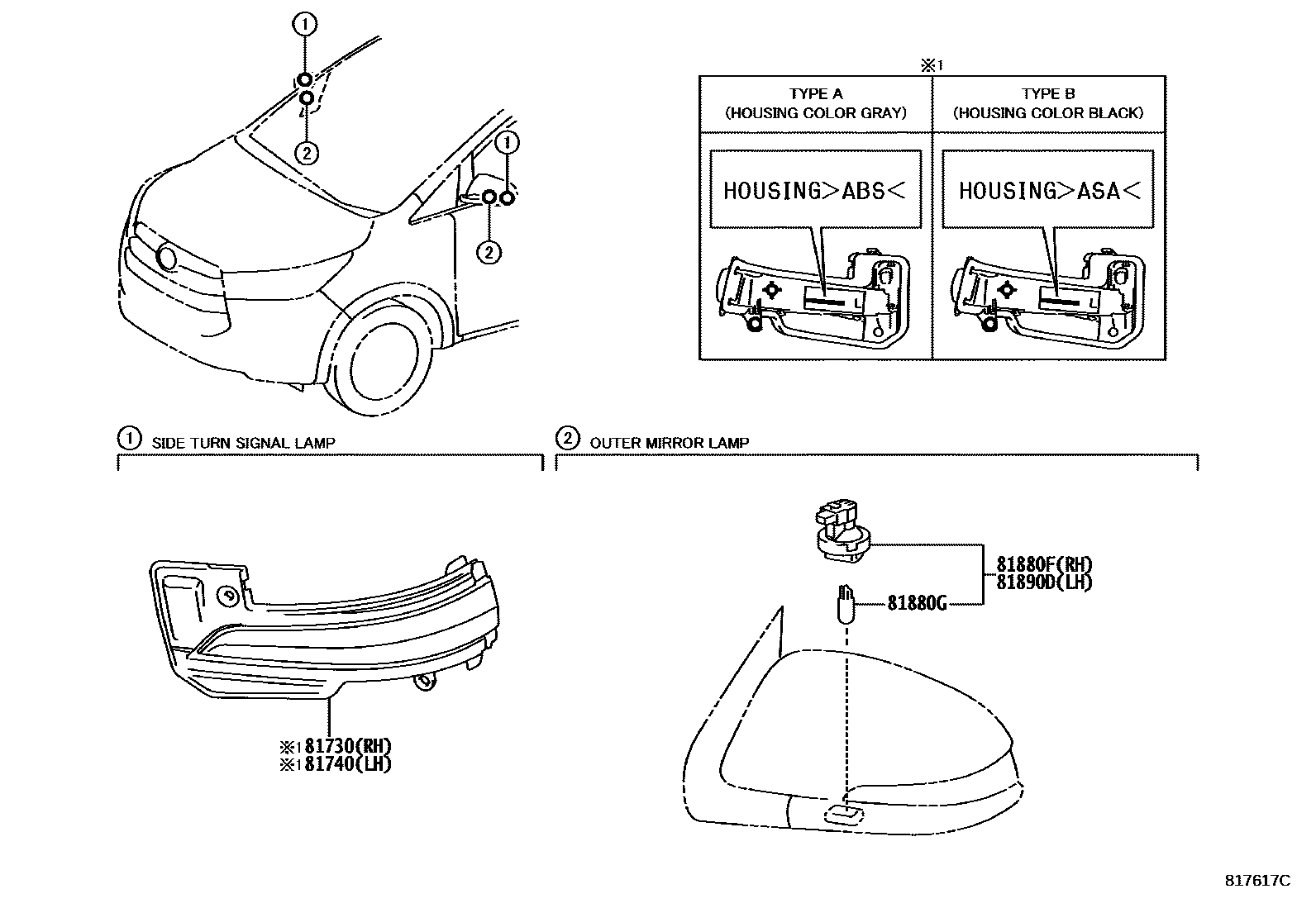 8106 — SIDE TURN SIGNAL LAMP & OUTER MIRROR LAMP