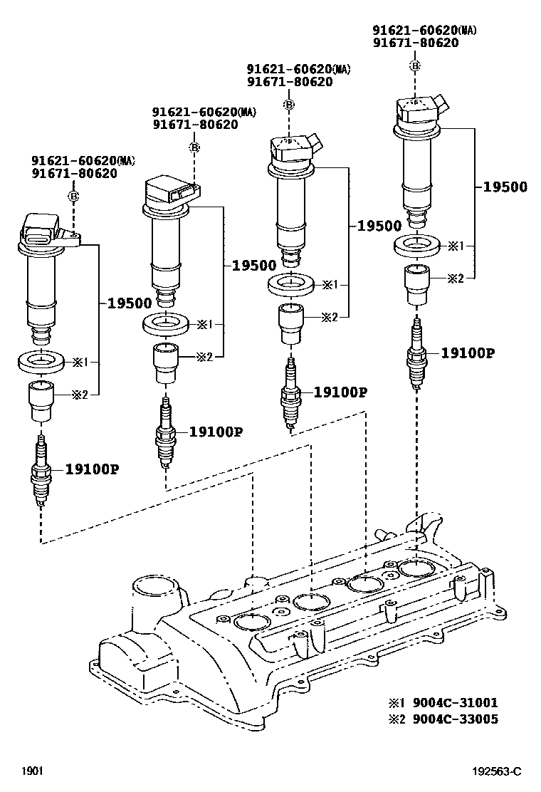 1901 — IGNITION COIL & SPARK PLUG / GLOW PLUG