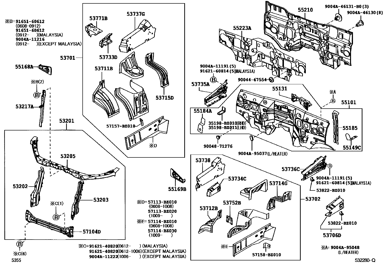 5355 — FRONT FENDER APRON & DASH PANEL