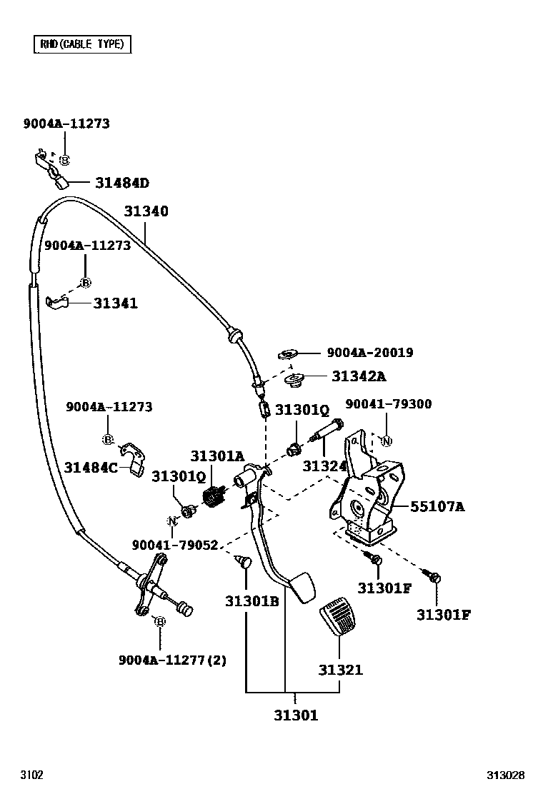 3102 — CLUTCH PEDAL & FLEXIBLE HOSE