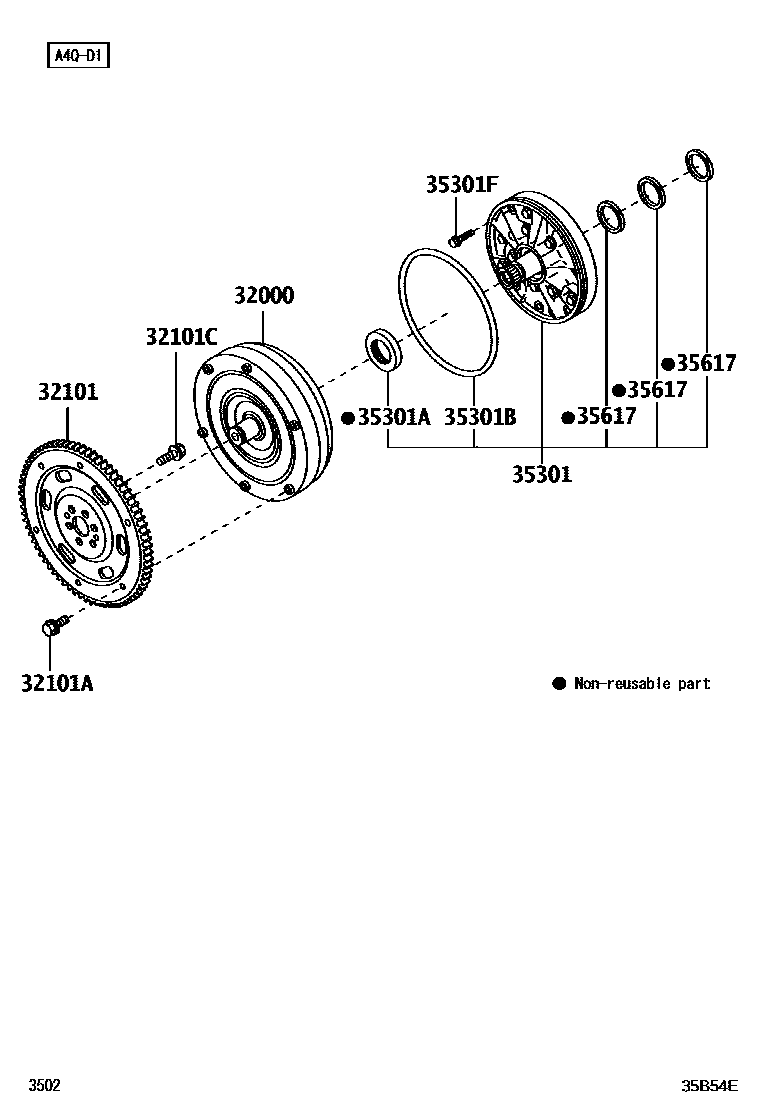 3502 — TORQUE CONVERTER, FRONT OIL PUMP & CHAIN (ATM)