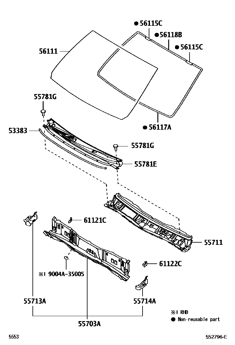 5553 — COWL PANEL & WINDSHIELD GLASS