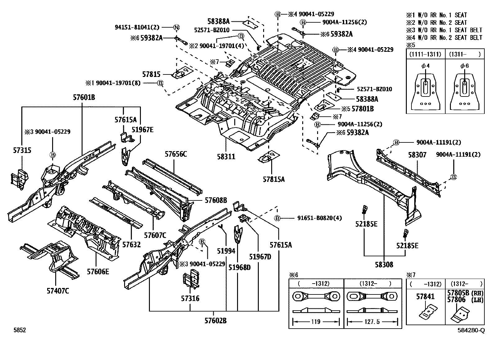 5852 — REAR FLOOR PANEL & REAR FLOOR MEMBER