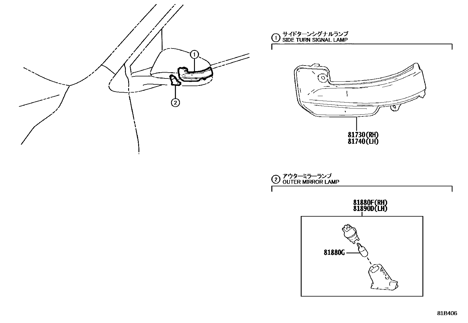 8106 — SIDE TURN SIGNAL LAMP & OUTER MIRROR LAMP