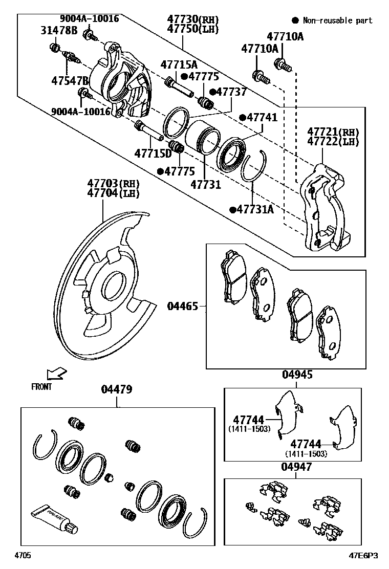 4705 — FRONT DISC BRAKE CALIPER & DUST COVER
