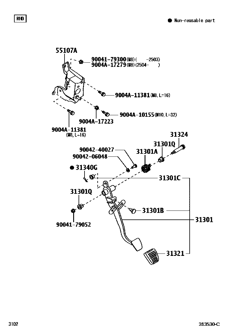 3102 — CLUTCH PEDAL & FLEXIBLE HOSE