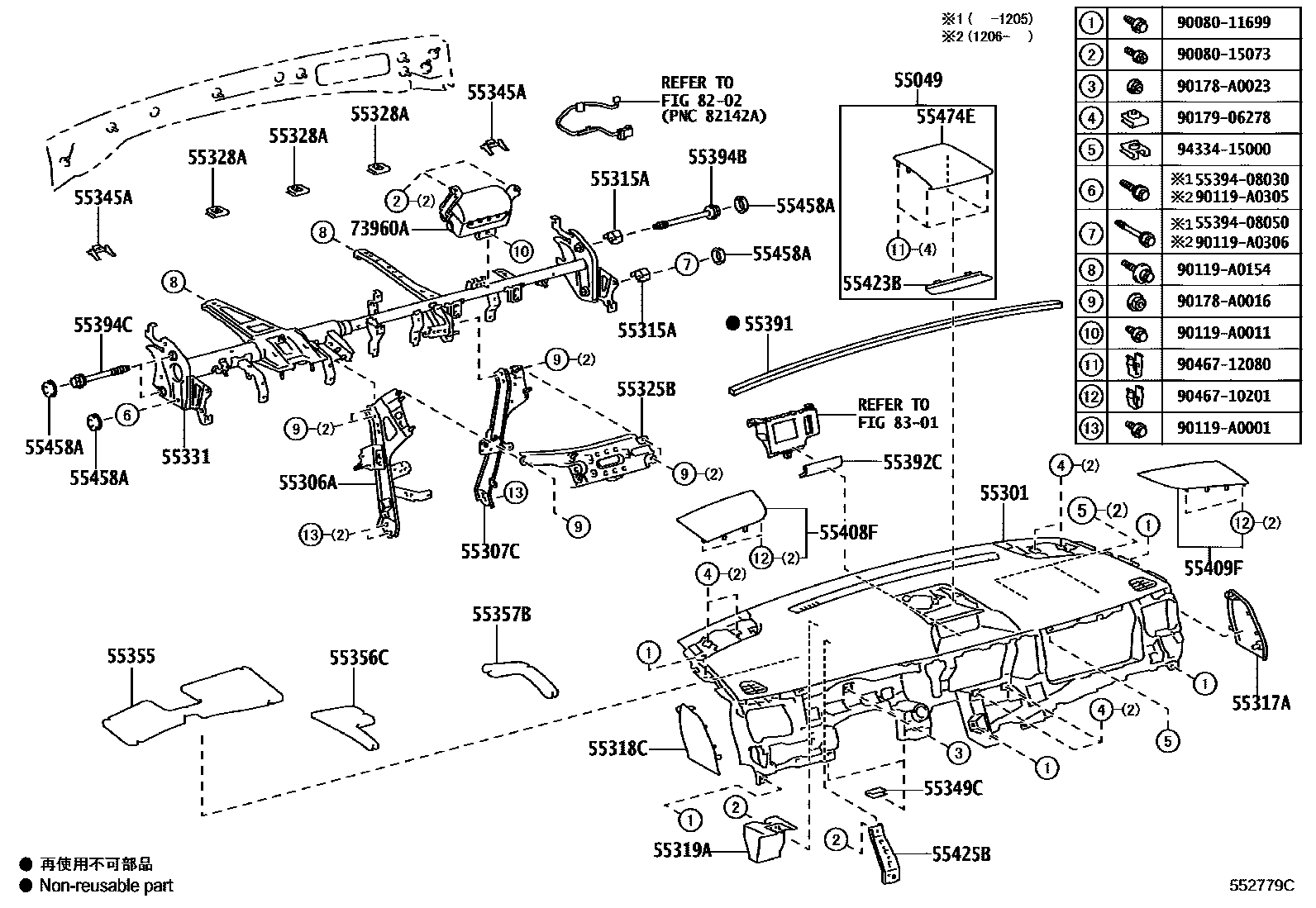 5551 — INSTRUMENT PANEL & GLOVE COMPARTMENT