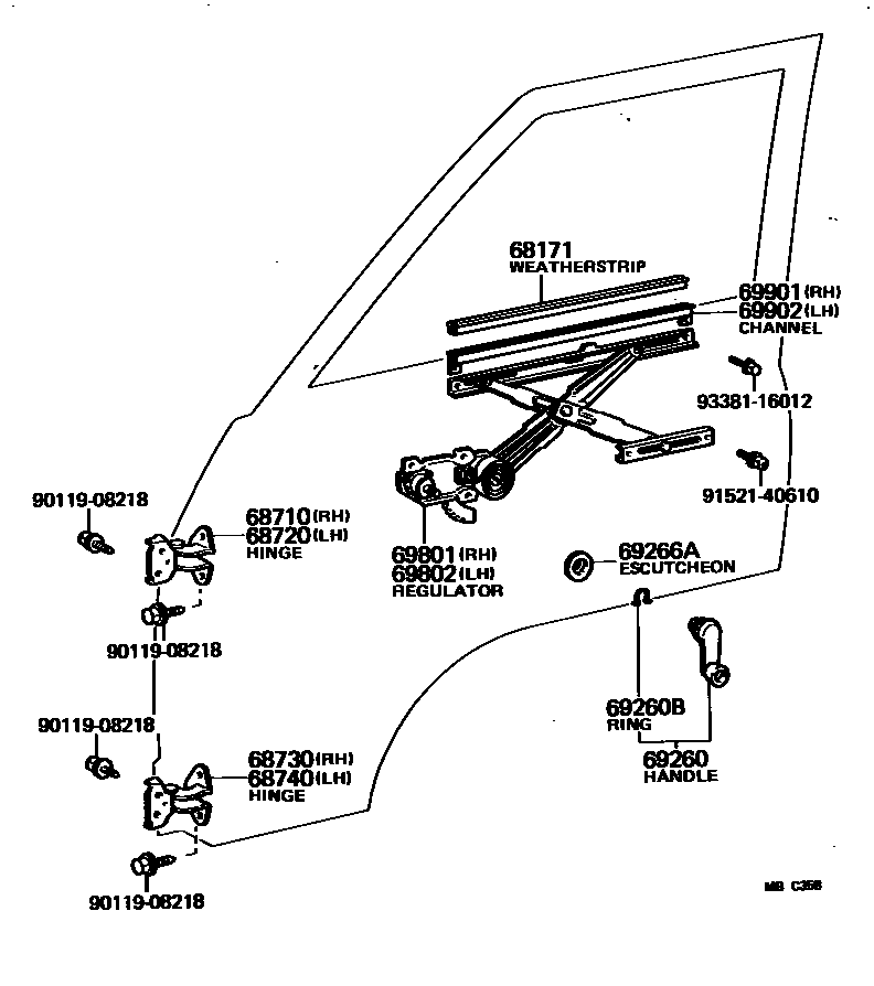 6754 — FRONT DOOR WINDOW REGULATOR & HINGE