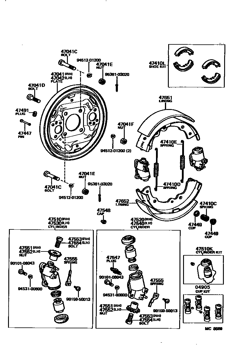 4704 — FRONT DRUM BRAKE WHEEL CYLINDER & BACKING PLATE